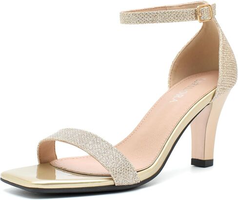 Women's Square Toe Heels Dressy Open Toe Strappy Ankle Strap Sandals Mid Heel Comfortable Dress Wedding Shoes for for Prom Party, Bride & Bridesmaids in Saudi Arabia