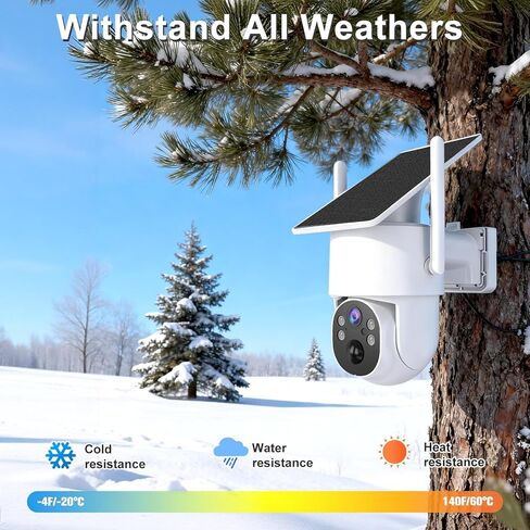 4G LTE Cellular Security Camera Outdoor，No WiFi Security Camera Solar Powered，365 Days Free Unlimited Data,360°Live View，PIR Motion Sensor，Color Night Vision，Tuya Smart Camera in Kuwait