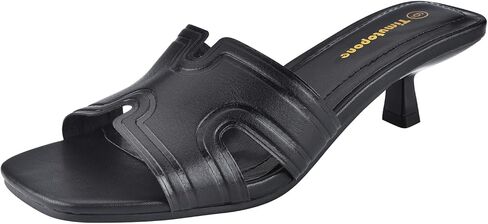 Kitten Heels Leather Sandals for Women Open Toe Textured One Band H Slide Dressy 2 inch Low Heeled Comfortable Sandals Fashion 2026 Summer Trendy Casual Slip-On Sandal Slipper in Saudi Arabia