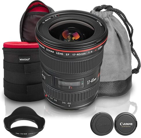 Canon EF 17-40mm f/4L USM Lens Bundle | Ultra-Wide Zoom with Constant f/4 Aperture & Fast USM Autofocus | Ideal for Landscape, Architecture & Travel Photography (8806A002) + Lens Case + Cleaning Kit in Kuwait