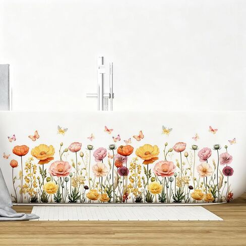 ملصقات جدارية على شكل زهرة برية بوهو قابلة للتقشير واللصق، ملصقات جدارية على شكل زهور على شكل فراشة بوهو لتزيين غرفة النوم وغرفة المعيشة والحضانة in Kuwait