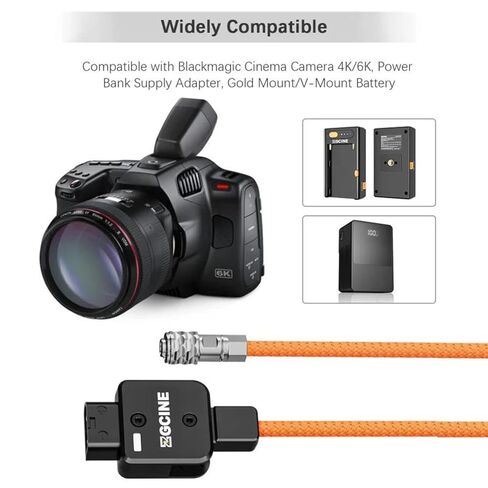 كابل طاقة ملفوف EACHSHOT ZGCINE D-Tap إلى BMPCC 4K/6K لكاميرا سينما Blackmagic Pocket Cinema، للتركيب الذهبي وبطارية التركيب على شكل V، Weipu Female to D Tap، تدوير 180 درجة DTap مع كابل مجدول من النايلون بطول 60 سم in Kuwait