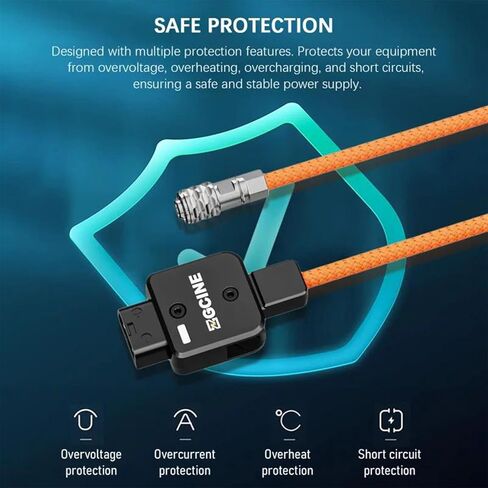 كابل طاقة ملفوف EACHSHOT ZGCINE D-Tap إلى BMPCC 4K/6K لكاميرا سينما Blackmagic Pocket Cinema، للتركيب الذهبي وبطارية التركيب على شكل V، Weipu Female to D Tap، تدوير 180 درجة DTap مع كابل مجدول من النايلون بطول 60 سم in Kuwait