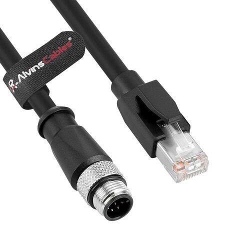 Alvin's Cables M12 A-Code 8 Pin Male to RJ45 Cat6a Ethernet Cable Shielded for Industrial Automation Network Devices, High-Flex Drag-Chain 5M/16.4ft in Saudi Arabia