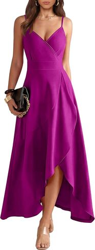 ANRABESS Formal Dresses for Women Evening Party Cocktail Long Dress Split Elegant V Neck Wrap Ruffle Wedding Guest Dresses in Saudi Arabia