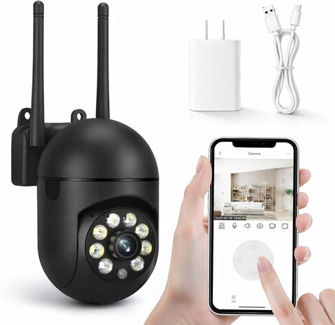 كاميرا أمان لاسلكية 2.4 جيجا واي فاي داخلية وخارجية، كاميرا مراقبة منزلية قابلة للإمالة 360 درجة مع تتبع الحركة، صوت ثنائي الاتجاه، رؤية ليلية، عرض عن بعد، تخزين SD in Kuwait
