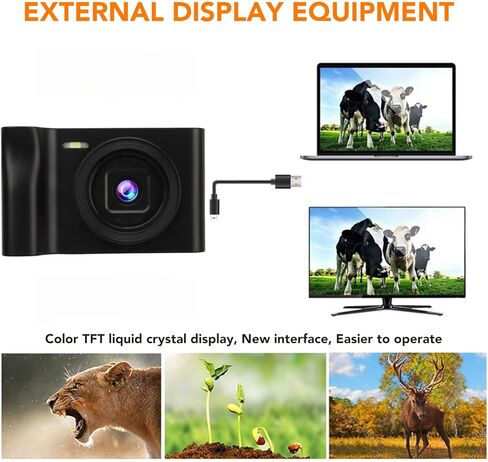 1080P 20MP - نقطة وتصوير محمولة مع شاشة 2.8، تكبير 8X، مؤقت ذاتي ووضع التجميل - للمراهقين والفتيات والأولاد in Kuwait