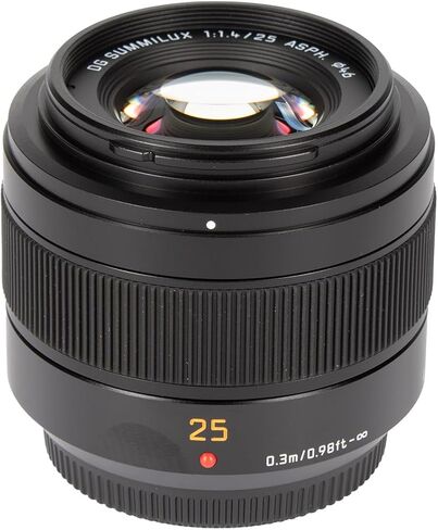 Panasonic Leica DG Summilux 25mm f/1.4 II ASPH. Lens for Micro Four Thirds, 50mm Equivalent Prime, f/1.4 Aperture, Stepping AF Motor, 7-Blade Diaphragm, Bundle with Filter and Cleaning Kit (4 Items) in Kuwait