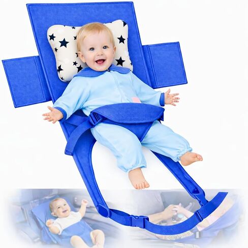 nfant Airplane Seat Extender Travel Bed | Baby on Lap Flight Bed | Foldable Soft Airplane Baby Travel Seat Extender on Lap with Neck Pillow | Fits Economy Seats | Baby Blue in Kuwait