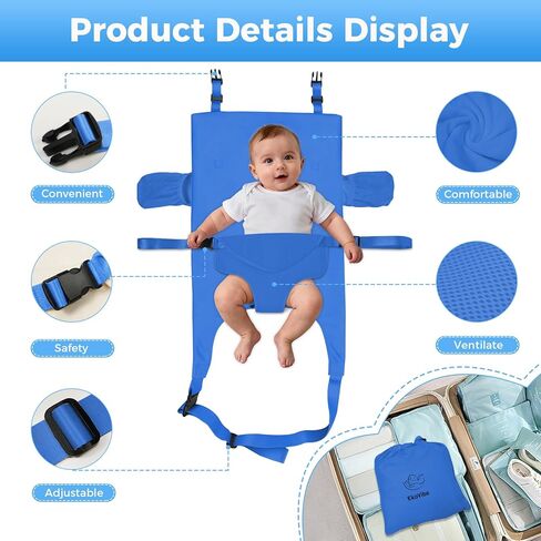 nfant Airplane Seat Extender Travel Bed | Baby on Lap Flight Bed | Foldable Soft Airplane Baby Travel Seat Extender on Lap with Neck Pillow | Fits Economy Seats | Baby Blue in Kuwait