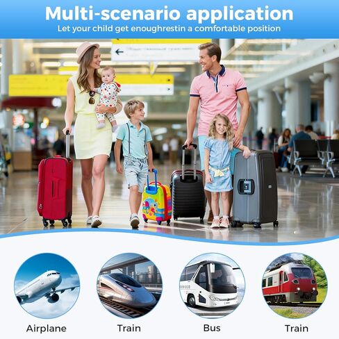 nfant Airplane Seat Extender Travel Bed | Baby on Lap Flight Bed | Foldable Soft Airplane Baby Travel Seat Extender on Lap with Neck Pillow | Fits Economy Seats | Baby Blue in Kuwait