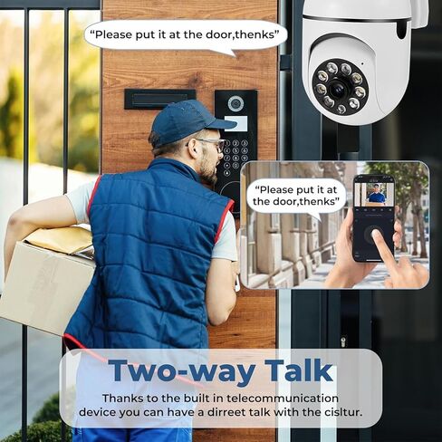 1080P Smart Wireless Security Camera 360° Pan 90° Tilt, Dual Antenna FHD Remote Monitoring for Home Office Outdoor, White in Kuwait