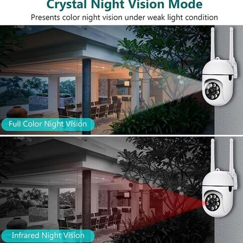 1080P Smart Wireless Security Camera 360° Pan 90° Tilt, Dual Antenna FHD Remote Monitoring for Home Office Outdoor, White in Kuwait