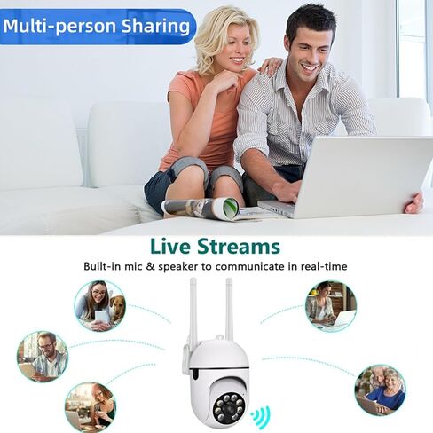 1080P Smart Wireless Security Camera 360° Pan 90° Tilt, Dual Antenna FHD Remote Monitoring for Home Office Outdoor, White in Kuwait