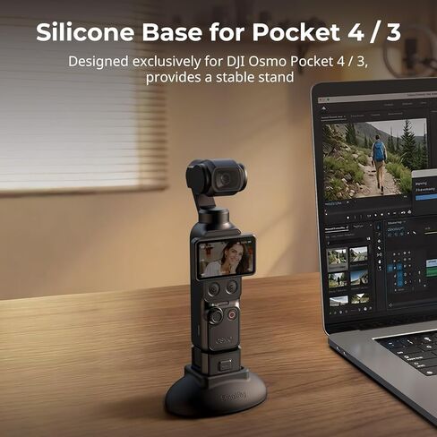 SmallRig 2 Pack قاعدة حامل من السيليكون لـ DJI Osmo Pocket 4/3، حامل سطح مكتب محمول مع وسادة شريط نانو مغناطيسية، منفذ USB-C مجاني، حامل سطح مكتب ثابت للجيب 4 3-6008 in Kuwait