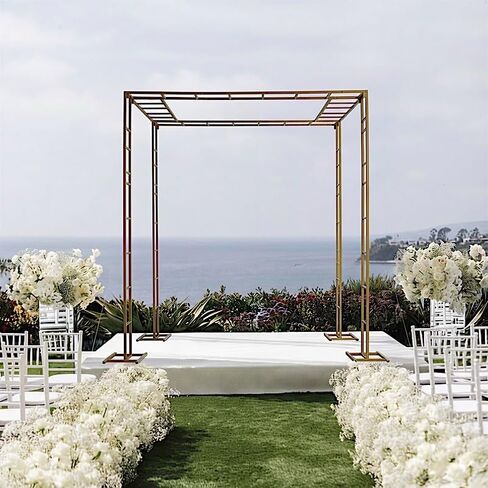Balsa Circle Gold 8x10 feet Heavy-Duty 4-Post Ladder-Style Rectangular Metal Event Arch Wedding Reception Party Events Decorations Supplies in Kuwait
