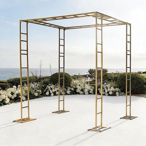 Balsa Circle Gold 8x10 feet Heavy-Duty 4-Post Ladder-Style Rectangular Metal Event Arch Wedding Reception Party Events Decorations Supplies in Kuwait