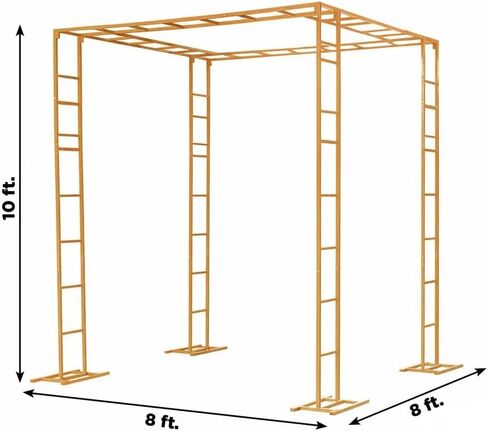Balsa Circle Gold 8x10 feet Heavy-Duty 4-Post Ladder-Style Rectangular Metal Event Arch Wedding Reception Party Events Decorations Supplies in Kuwait