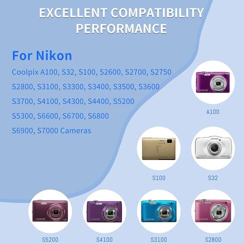 2 حزمة بطارية EN-EL19 وشاحن USB سريع لنيكون Coolpix S32 S33 S100 S2800 S3100 S3200 S3300 S3500 S3600 S3700 S4100 S4200 S4300 S5300 S6500 S6800 S7000 Son NP-BJ1 DSC-RX0 in Kuwait