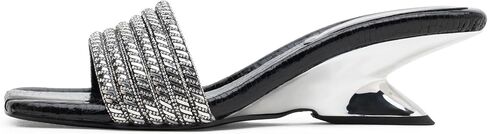 Vepose Women's Rhinestone Heeled Sandals - Approx 2 Inch Low Chunky Heel Slip On 6109 Mules, Square Open Toe Dressy Double Band Slides for Wedding Party Daily Wear in Saudi Arabia