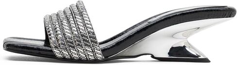 Vepose Women's Rhinestone Heeled Sandals - Approx 2 Inch Low Chunky Heel Slip On 6109 Mules, Square Open Toe Dressy Double Band Slides for Wedding Party Daily Wear in Saudi Arabia