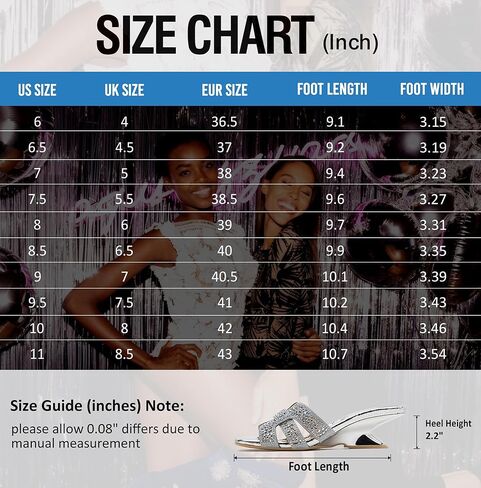 Vepose Women's Rhinestone Heeled Sandals - Approx 2 Inch Low Chunky Heel Slip On 6109 Mules, Square Open Toe Dressy Double Band Slides for Wedding Party Daily Wear in Saudi Arabia