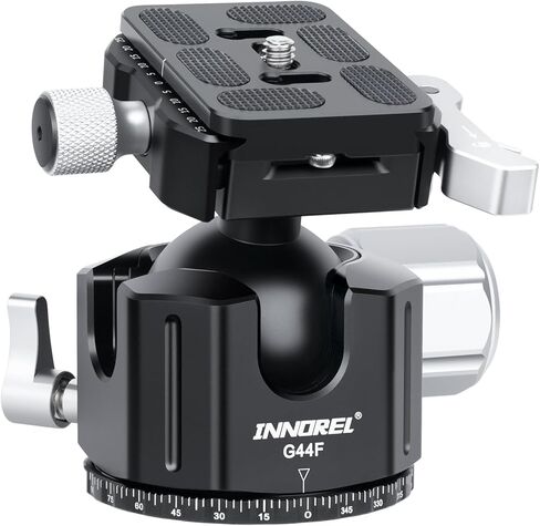 INNOREL G44F Quick Locking Low Profile Tripod Ball Head, Fast Lever Release, Panoramic CNC Metal Camera Tripod Ballhead with 2 Plates for Tripod Monopod DSLR Camcorder, Max Load 66lb/30kg (Black) in Saudi Arabia