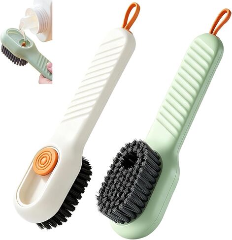 luvilly2Pack Multifunctional Laundry Brushes, Cleaning Brush with Soap Dispenser,Shoe Brushes for Cleaning (Green and White) in Saudi Arabia