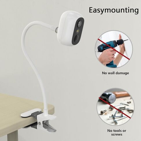 حامل مشبك HOLACA لـ eufy Security eufyCam C35، حامل داخلي مع حامل فتحة ملولبة 1/4 لأعمدة حضانة الأطفال (أبيض) in Kuwait