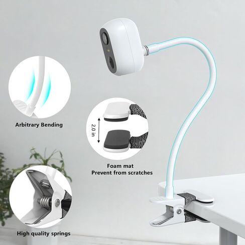 حامل مشبك HOLACA لـ eufy Security eufyCam C35، حامل داخلي مع حامل فتحة ملولبة 1/4 لأعمدة حضانة الأطفال (أبيض) in Kuwait