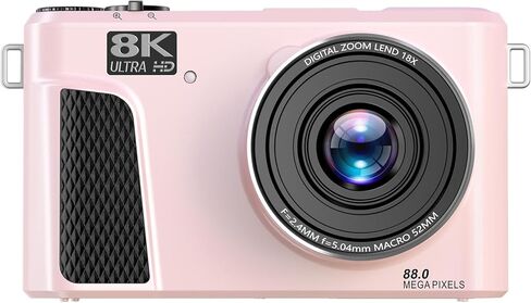 كاميرا رقمية 8K للتصوير الفوتوغرافي واي فاي 88 ميجابكسل، شاشة قلاب 3 بوصة فائقة الدقة 180 درجة مع كاميرا سفر بتركيز تلقائي تكبير 18x، مرشحات متعددة تملأ الضوء للبث المباشر (أسود) in Kuwait