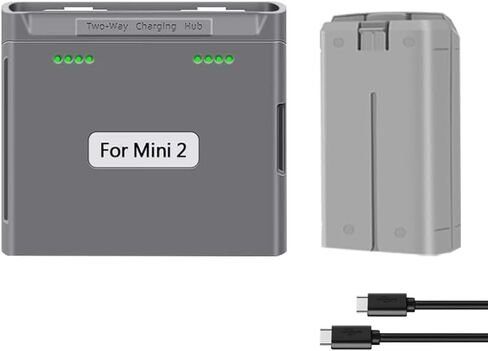 بطارية 2400 مللي أمبير في الساعة ومحور شحن لـ DJI Mini 4K/Mini 2/2 SE، بطارية طيران ذكية مع أقصى وقت طيران يصل إلى 31 دقيقة، شاحن ثنائي الاتجاه متضمن in Kuwait