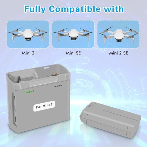 بطارية 2400 مللي أمبير في الساعة ومحور شحن لـ DJI Mini 4K/Mini 2/2 SE، بطارية طيران ذكية مع أقصى وقت طيران يصل إلى 31 دقيقة، شاحن ثنائي الاتجاه متضمن in Kuwait