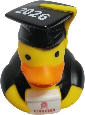 شركة Novelty Toy Co.Grad 2026 بطة مطاطية للتخرج مع قبعة ودبلوم، أصفر، مطاط، لعبة هدية مبتكرة in Kuwait