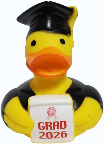 شركة Novelty Toy Co.Grad 2026 بطة مطاطية للتخرج مع قبعة ودبلوم، أصفر، مطاط، لعبة هدية مبتكرة in Kuwait