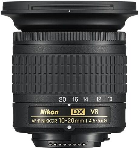 مجموعة عدسات Nikon AF-P DX NIKKOR مقاس 10-20 مم f/4.5-5.6G VR طراز الولايات المتحدة الأمريكية (20067) مع حافظة عدسة مبطنة + طقم مرشح ماكرو + فلاتر عدسات UV وCPL وFL + غطاء توليب + حافظة غطاء العدسة + طقم تنظيف العدسة in Kuwait