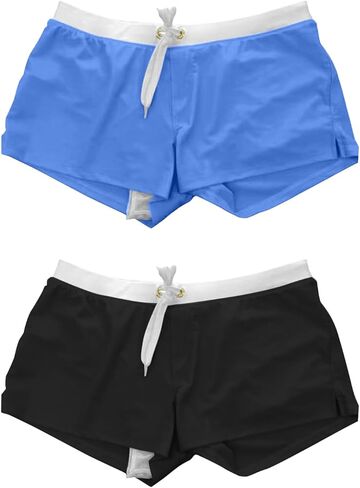 2-Pack Mens Swimwear Short Swim Trunks with Zipper Pocket in Saudi Arabia