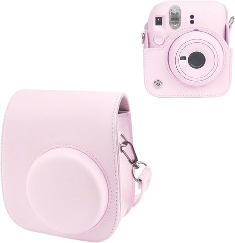 Mini Camera Protective Case Protective Case Instant Camera Compatible with Instax Mini 12/11/9/8,PU Leather Bag with Pocket and Adjustable Shoulder Strap (Pink) in Saudi Arabia