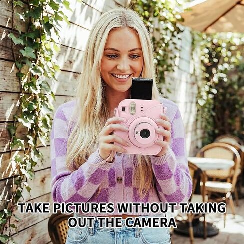 Mini Camera Protective Case Protective Case Instant Camera Compatible with Instax Mini 12/11/9/8,PU Leather Bag with Pocket and Adjustable Shoulder Strap (Pink) in Saudi Arabia