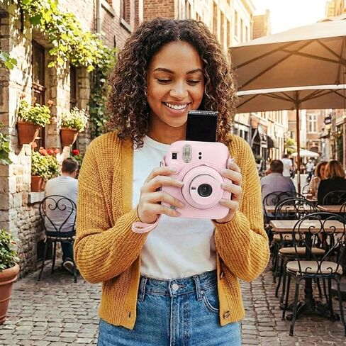Mini Camera Protective Case Protective Case Instant Camera Compatible with Instax Mini 12/11/9/8,PU Leather Bag with Pocket and Adjustable Shoulder Strap (Pink) in Saudi Arabia
