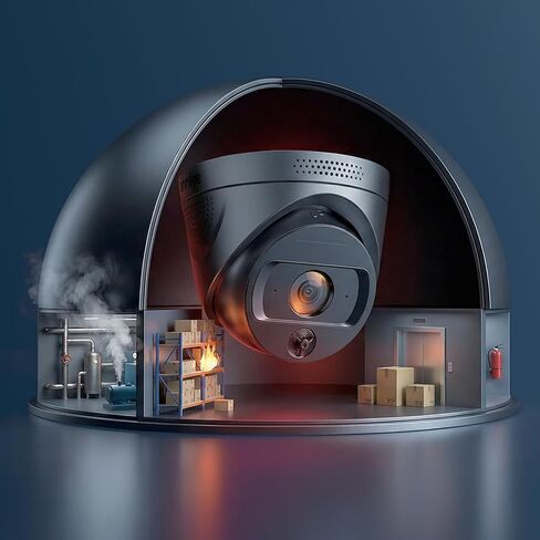 ANNKE 4MP AI Fire Detection Turret Security Camera، كشف الدخان واللهب، إنذار درجة الحرارة، AI Human / Vehicle & Line Crossing Detection، صوت ثنائي الاتجاه، 4mm@30fps، 98ft IR، IP67، سعة تخزين تصل إلى 256 جيجابايت in Kuwait