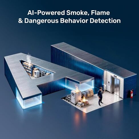 ANNKE 4MP AI Fire Detection Turret Security Camera، كشف الدخان واللهب، إنذار درجة الحرارة، AI Human / Vehicle & Line Crossing Detection، صوت ثنائي الاتجاه، 4mm@30fps، 98ft IR، IP67، سعة تخزين تصل إلى 256 جيجابايت in Kuwait