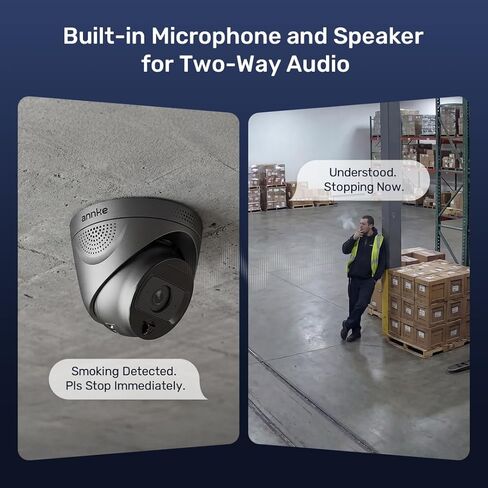 ANNKE 4MP AI Fire Detection Turret Security Camera، كشف الدخان واللهب، إنذار درجة الحرارة، AI Human / Vehicle & Line Crossing Detection، صوت ثنائي الاتجاه، 4mm@30fps، 98ft IR، IP67، سعة تخزين تصل إلى 256 جيجابايت in Kuwait