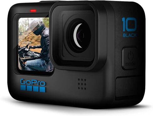 كاميرا GoPro HERO10 (Hero 10) باللون الأسود - كاميرا أكشن مقاومة للماء مع شاشات LCD أمامية وشاشات خلفية تعمل باللمس، محرك GP2، دقة 5K HD، صور بدقة 23 ميجابكسل، بث مباشر، بطاقة 64 جيجابايت، مجموعة ملحقات مكونة من 50 قطعة وبطاريتين إضافيتين in Kuwait