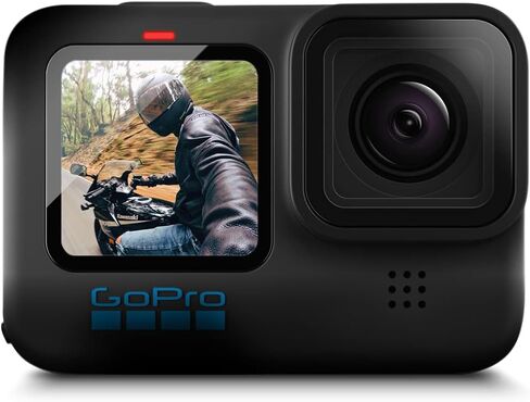 كاميرا GoPro HERO10 (Hero 10) باللون الأسود - كاميرا أكشن مقاومة للماء مع شاشات LCD أمامية وشاشات خلفية تعمل باللمس، محرك GP2، دقة 5K HD، صور بدقة 23 ميجابكسل، بث مباشر، بطاقة 64 جيجابايت، مجموعة ملحقات مكونة من 50 قطعة وبطاريتين إضافيتين in Kuwait