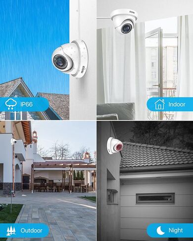 مجموعة كاميرات مراقبة ZOSI 4Pack 2.0MP HD 1080P، رؤية ليلية 80 قدمًا، كاميرا CCTV قبة للمنزل الداخلي والخارجي لنظام 1080P/5MP/4K HD-TVI التناظري DVR in Kuwait