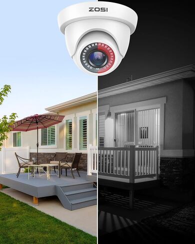 مجموعة كاميرات مراقبة ZOSI 4Pack 2.0MP HD 1080P، رؤية ليلية 80 قدمًا، كاميرا CCTV قبة للمنزل الداخلي والخارجي لنظام 1080P/5MP/4K HD-TVI التناظري DVR in Kuwait