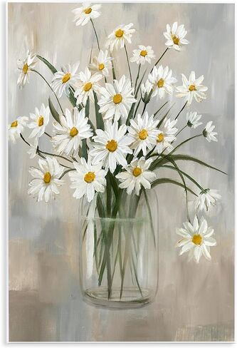 Stupell Industries 'Potted Daisy Bloom Bouquet'، لوحة فنية جدارية، مقاس 10 × 15 بوصة، سهلة التعليق وقوية، مصنوعة في الولايات المتحدة الأمريكية، بواسطة Nan in Kuwait