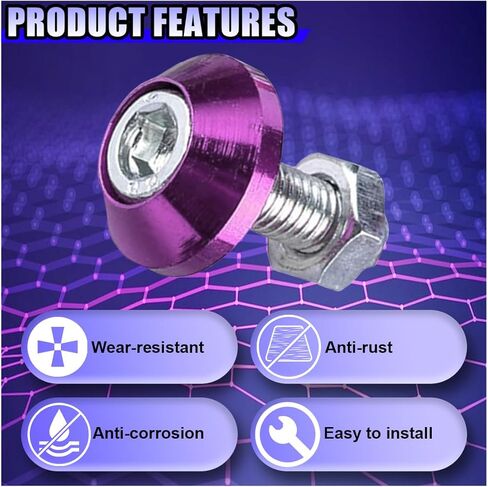 YoRise 4PCS Car License Plate Screws, Aluminum Alloy Anti Theft M6 Screws, Motorcycle License Plate Frame Fastener Accessories, Car Decorations Bolts for Most Motorcycles, Cars, Trucks (Black) in Saudi Arabia