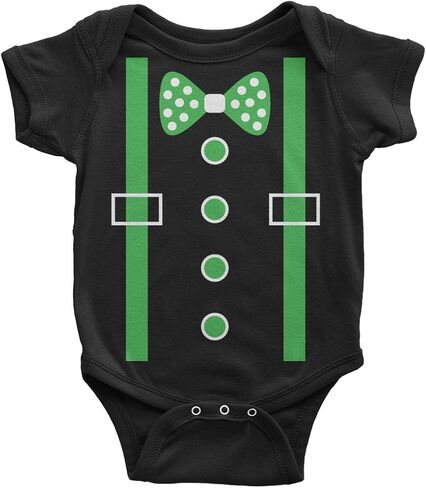 Threadrock Baby Boys' Green Tuxedo Bow Tie & Suspenders Infant Bodysuit in Saudi Arabia